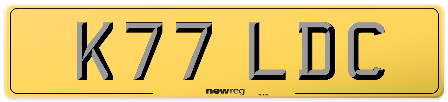 K77 LDC Rear Number Plate