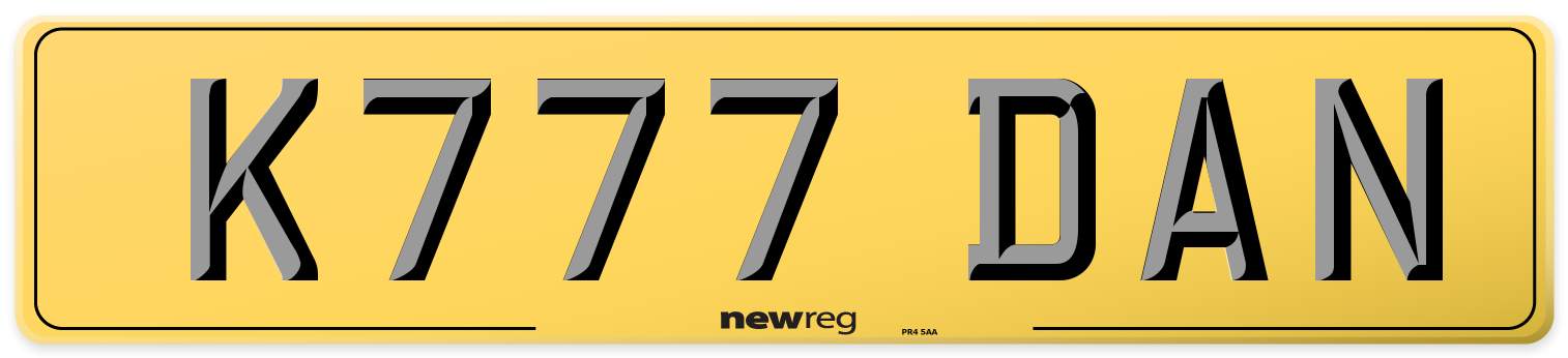K777 DAN Rear Number Plate