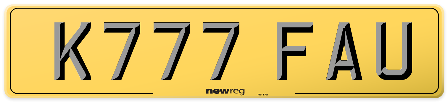 K777 FAU Rear Number Plate