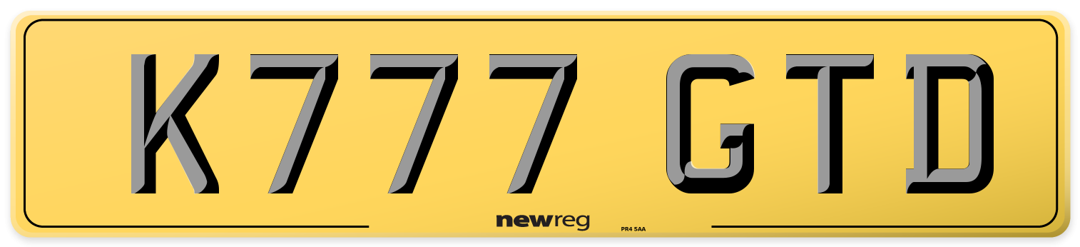 K777 GTD Rear Number Plate
