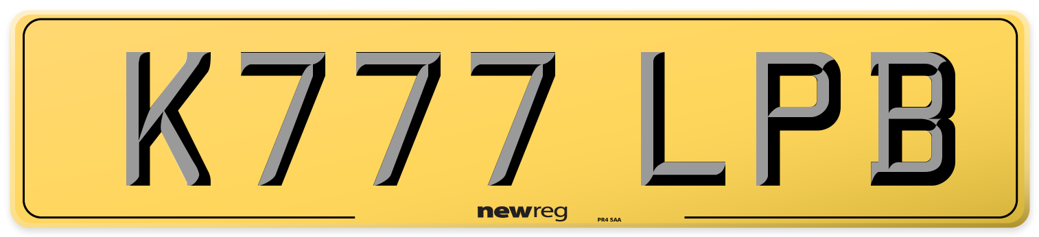 K777 LPB Rear Number Plate