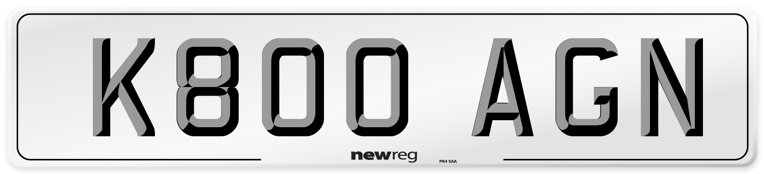 K800 AGN Front Number Plate