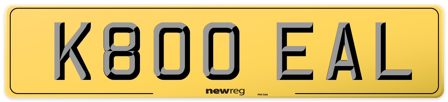 K800 EAL Rear Number Plate