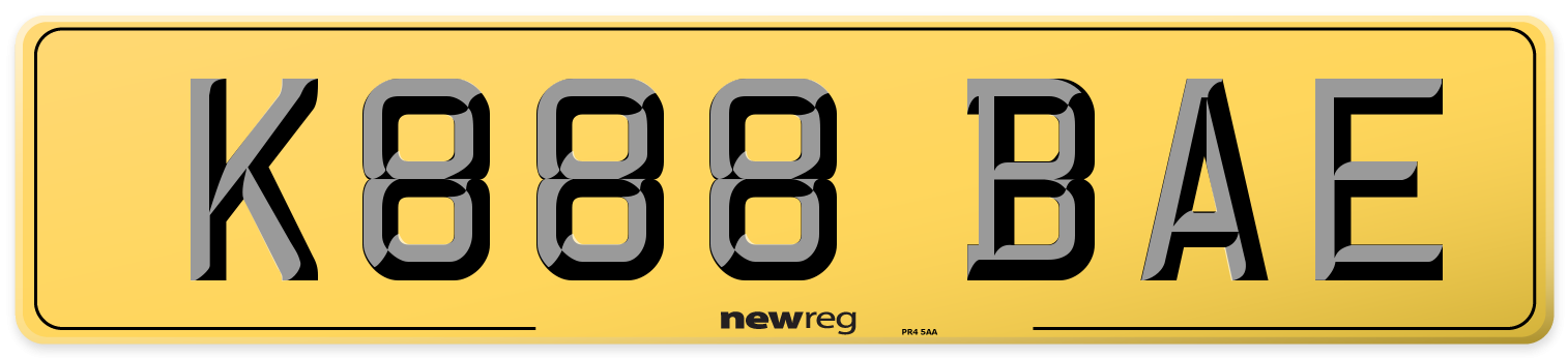 K888 BAE Rear Number Plate