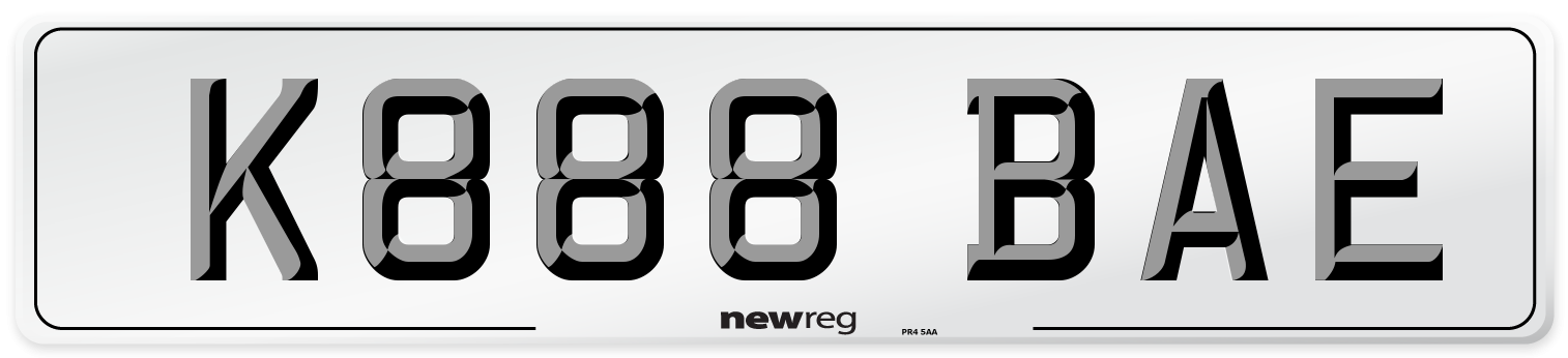 K888 BAE Front Number Plate