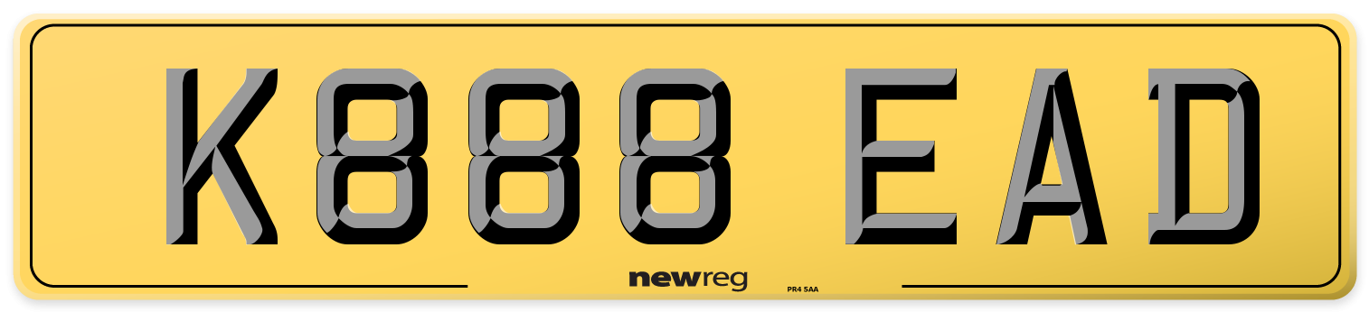 K888 EAD Rear Number Plate