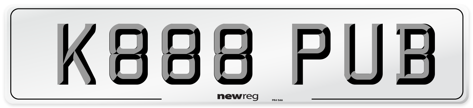 K888 PUB Front Number Plate