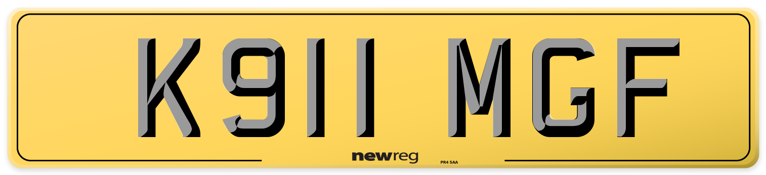 K911 MGF Rear Number Plate