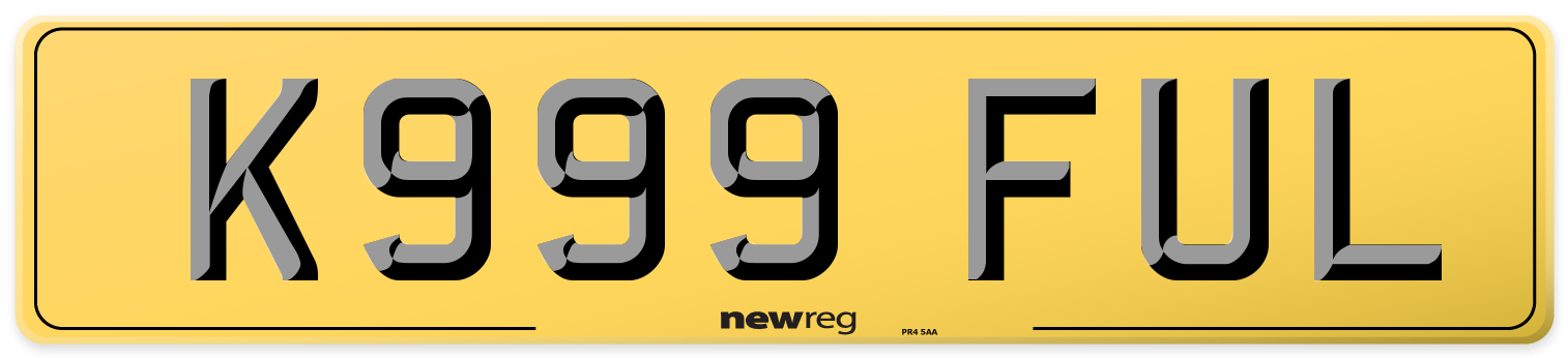 K999 FUL Rear Number Plate