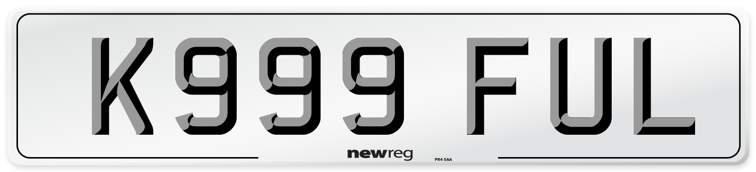 K999 FUL Front Number Plate