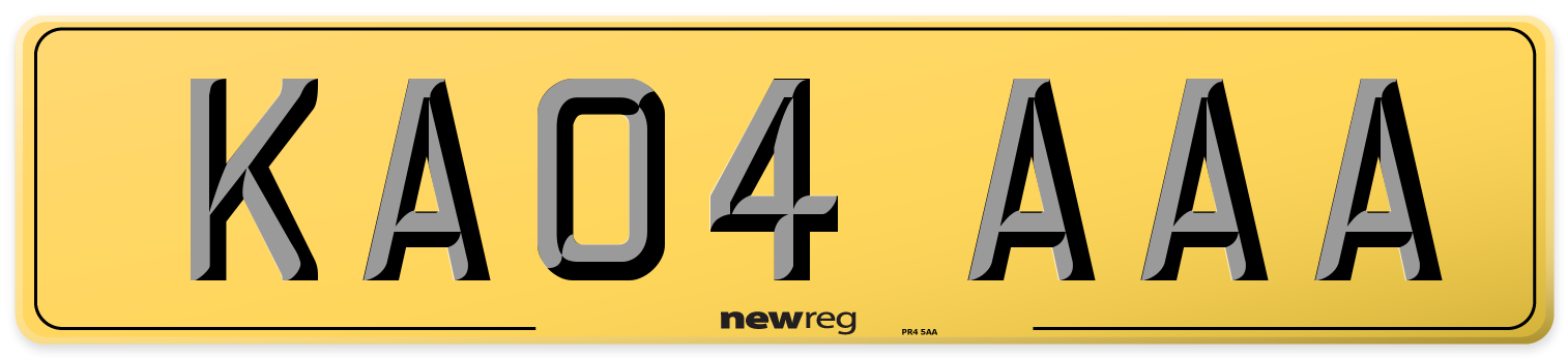 KA04 AAA Rear Number Plate