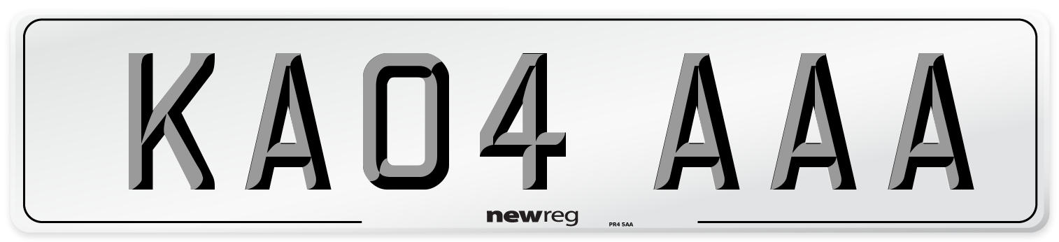 KA04 AAA Front Number Plate