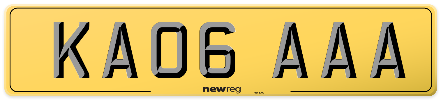 KA06 AAA Rear Number Plate