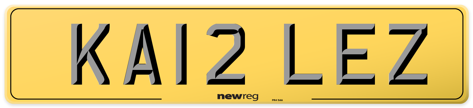 KA12 LEZ Rear Number Plate