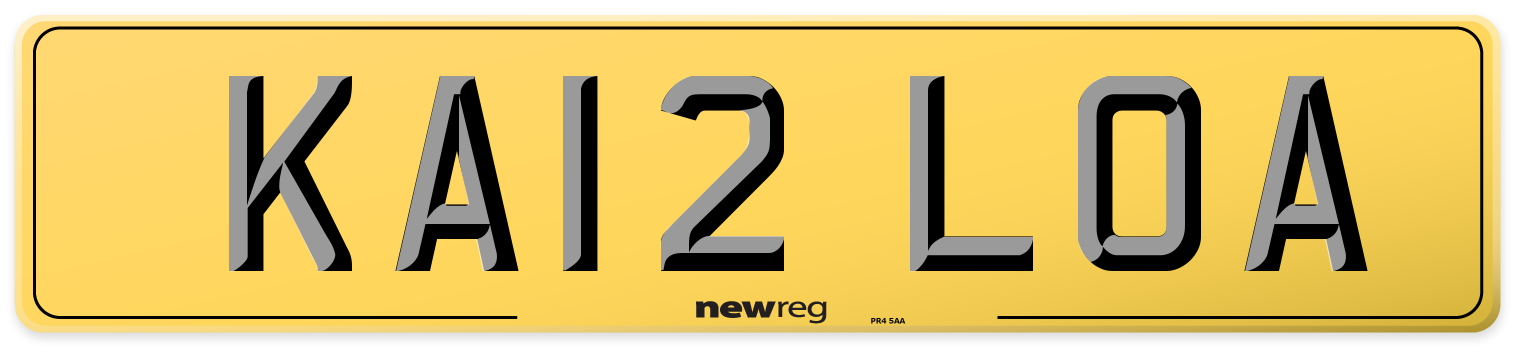 KA12 LOA Rear Number Plate