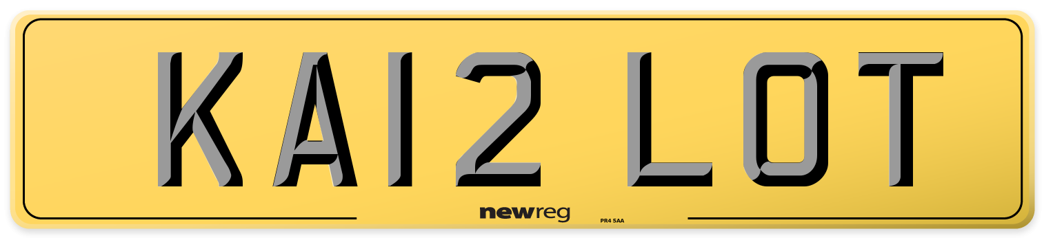 KA12 LOT Rear Number Plate
