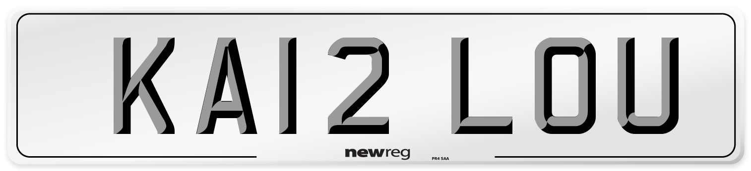 KA12 LOU Front Number Plate