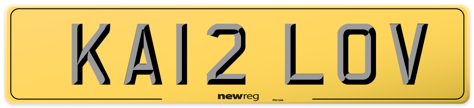 KA12 LOV Rear Number Plate