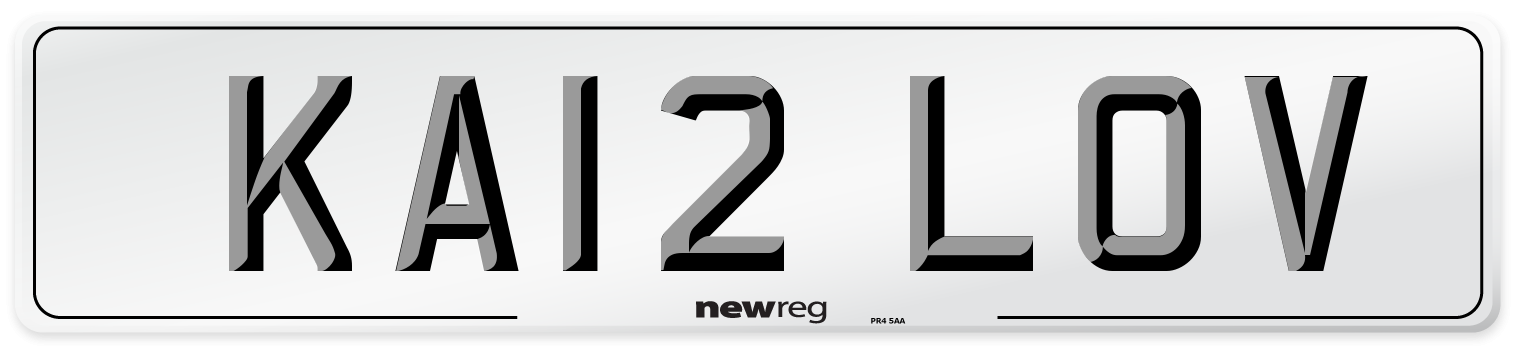 KA12 LOV Front Number Plate