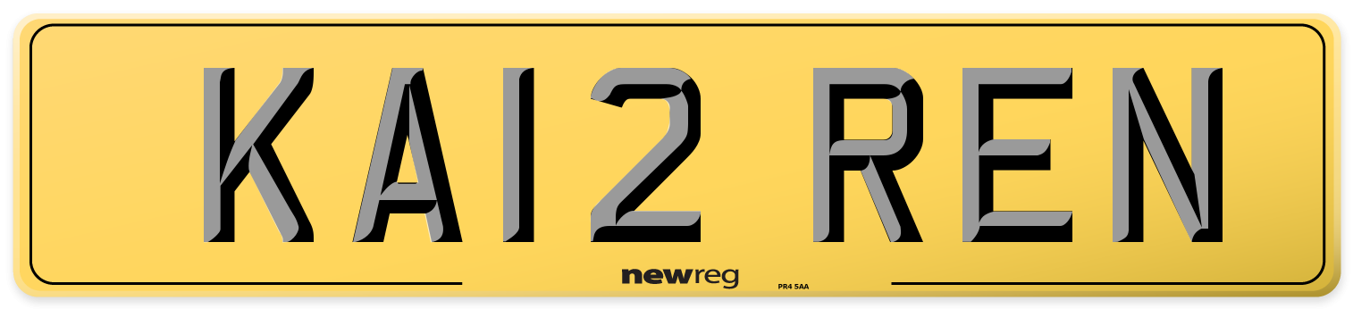 KA12 REN Rear Number Plate