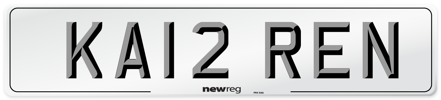 KA12 REN Front Number Plate