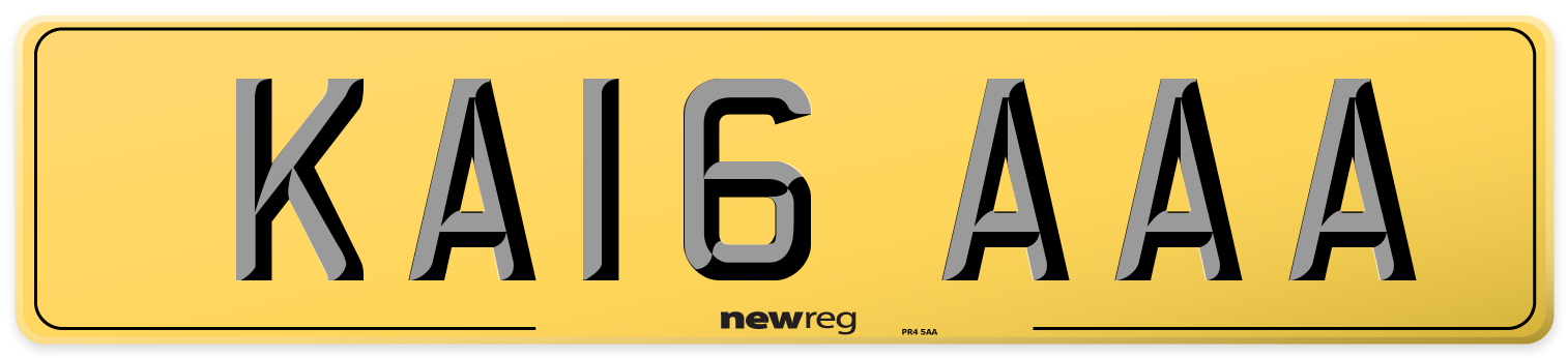 KA16 AAA Rear Number Plate