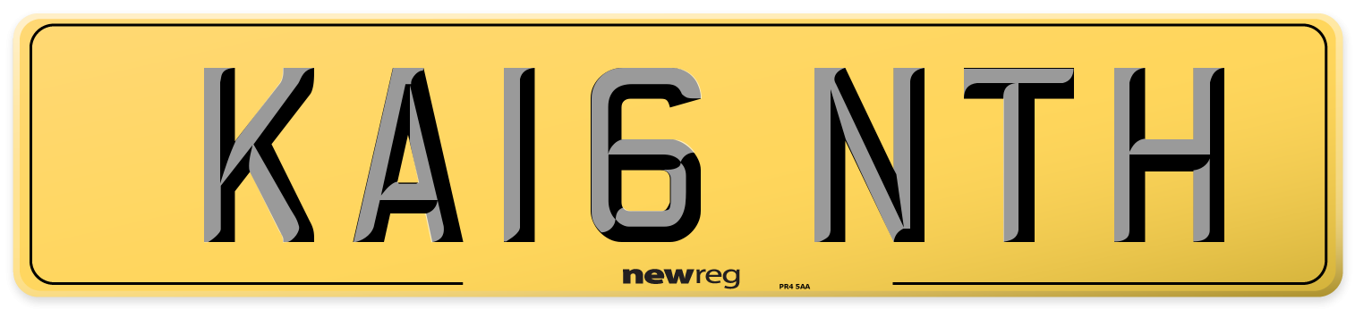 KA16 NTH Rear Number Plate