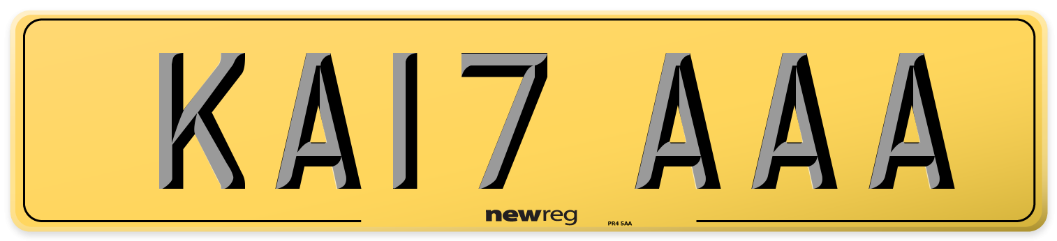 KA17 AAA Rear Number Plate