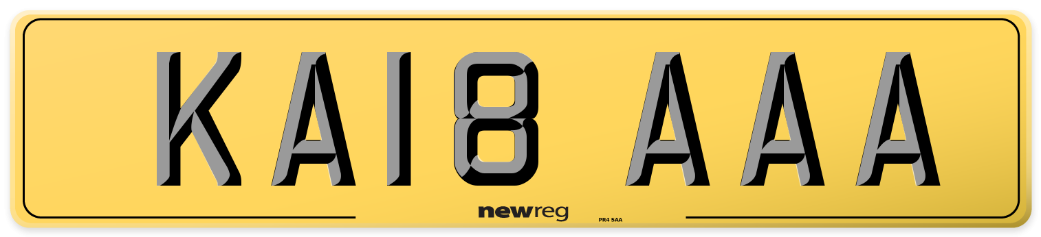 KA18 AAA Rear Number Plate