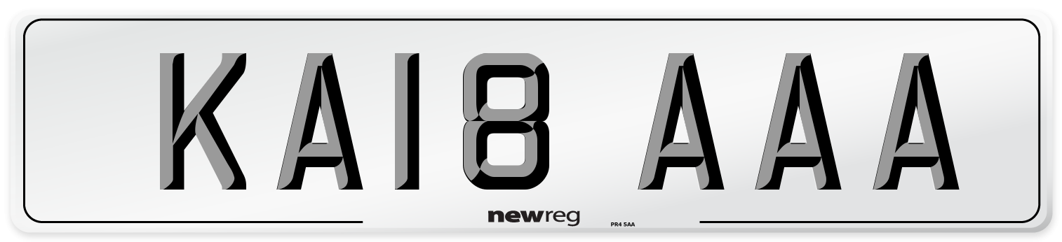 KA18 AAA Front Number Plate