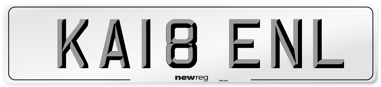 KA18 ENL Front Number Plate