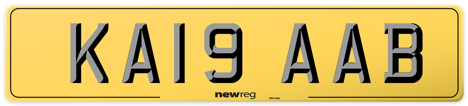 KA19 AAB Rear Number Plate