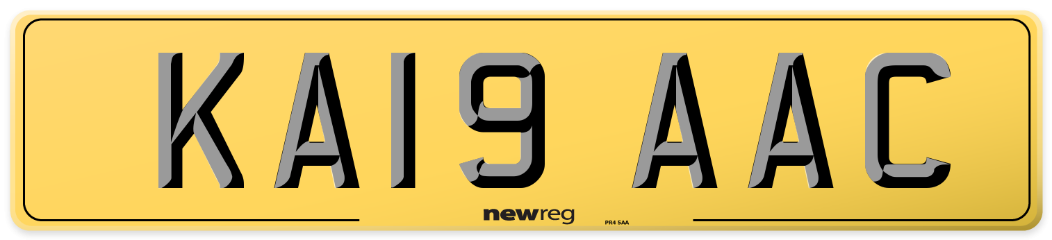 KA19 AAC Rear Number Plate