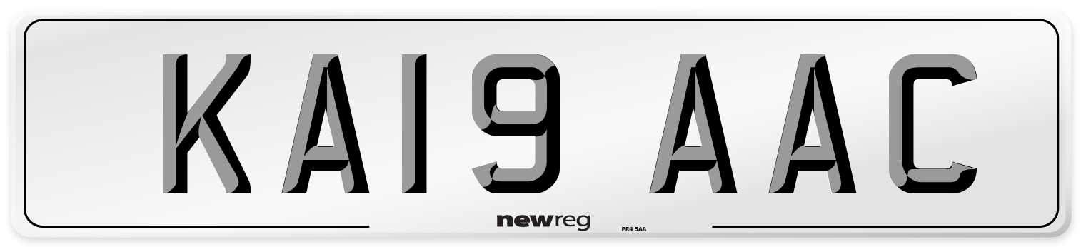 KA19 AAC Front Number Plate