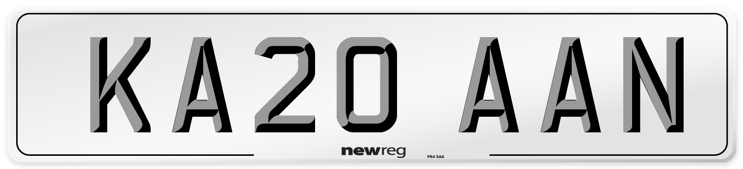 KA20 AAN Front Number Plate