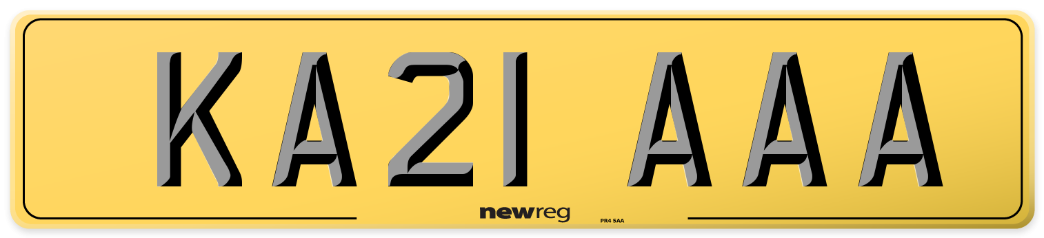 KA21 AAA Rear Number Plate