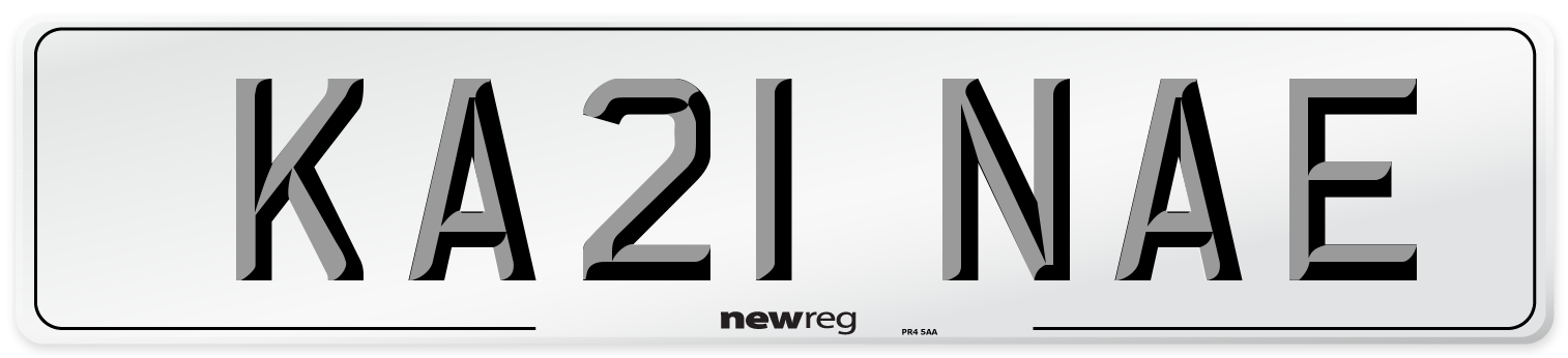 KA21 NAE Front Number Plate