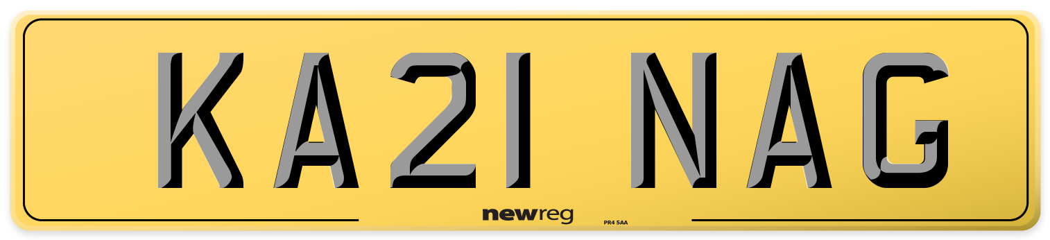 KA21 NAG Rear Number Plate