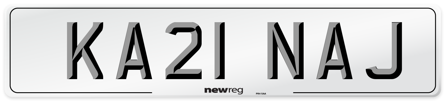 KA21 NAJ Front Number Plate
