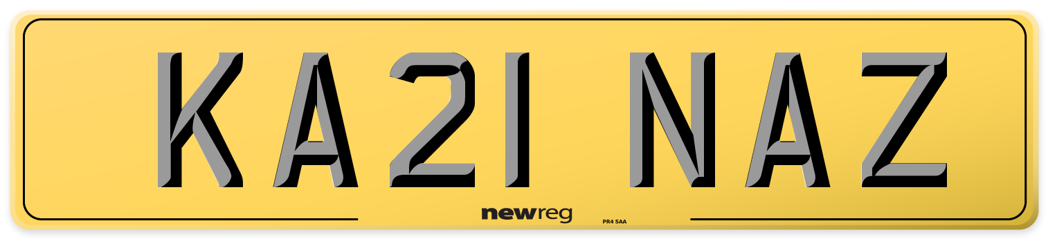 KA21 NAZ Rear Number Plate