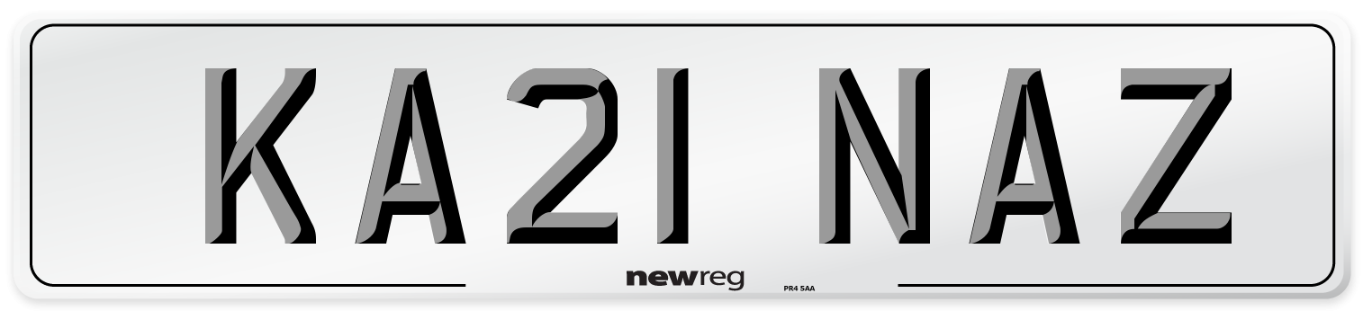 KA21 NAZ Front Number Plate