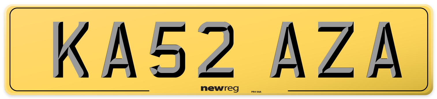 KA52 AZA Rear Number Plate