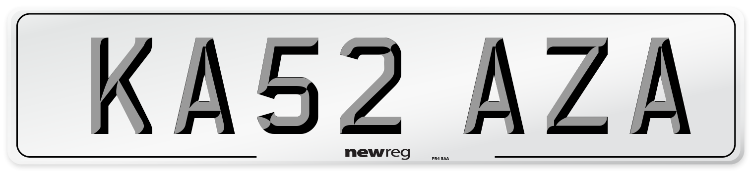 KA52 AZA Front Number Plate