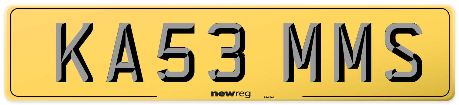 KA53 MMS Rear Number Plate