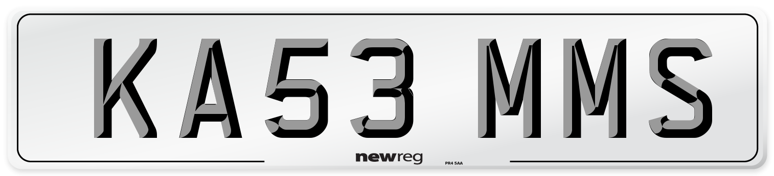 KA53 MMS Front Number Plate