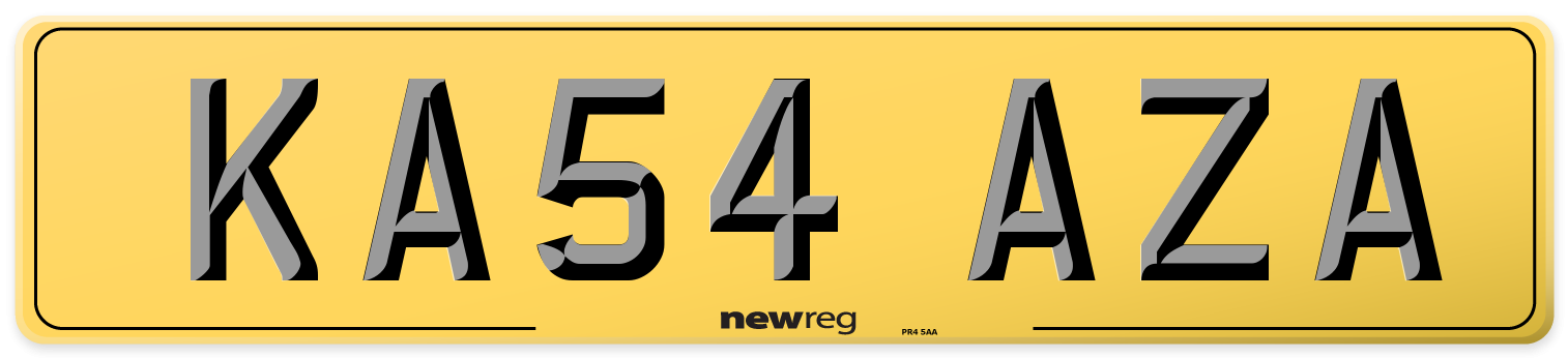 KA54 AZA Rear Number Plate
