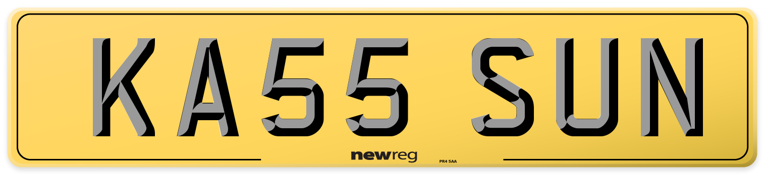 KA55 SUN Rear Number Plate