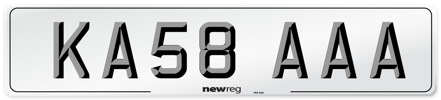 KA58 AAA Front Number Plate