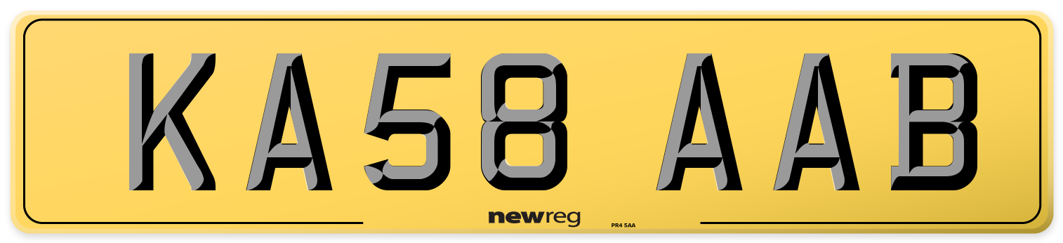 KA58 AAB Rear Number Plate