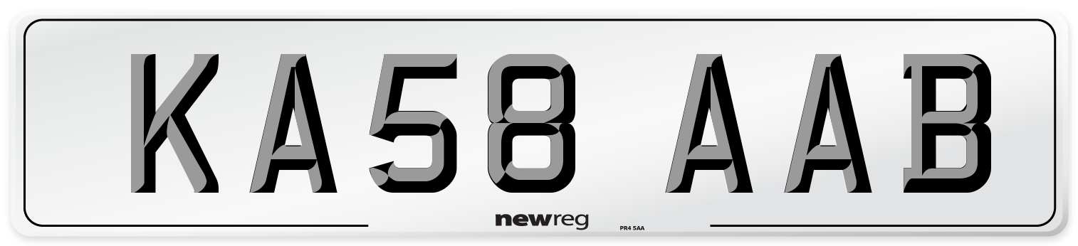 KA58 AAB Front Number Plate